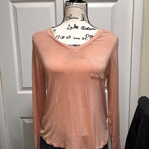 Alfani Coral V-Neck Long Sleeve Top